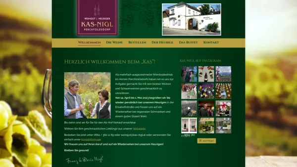 Website Screenshot: Franz Weingut-Nigl.at - Willkommen - Weingut und Heuriger Franz und Doris Nigl, 2380 Perchtoldsdorf, Elisabethstrasse 10 - Date: 2023-06-26 10:24:46