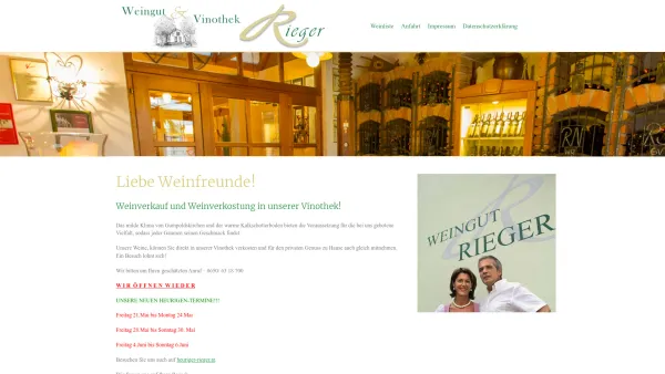 Website Screenshot: Weingut Rieger - Weinverkauf - Weingut und Vinothek Rieger - Date: 2023-06-14 10:46:14