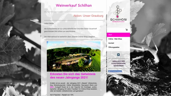 Website Screenshot: Weingut Schilhan Südsteiermark - Weinmanufaktur Schilhan - Weingut & Gutsschänke Schilhan, Südsteiermark - Date: 2023-06-26 10:24:46