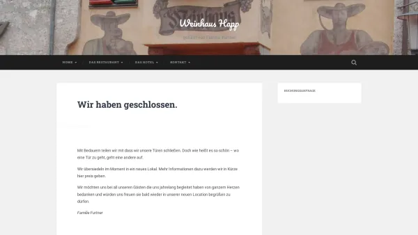 Website Screenshot: Johann Weinhaus Happ - Wir haben geschlossen. - Weinhaus Happ - Date: 2023-06-26 10:24:46