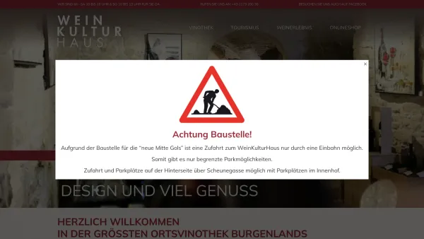 Website Screenshot: Weinkulturhaus Gols Gols index - Weinkulturhaus Gols | Ortsvinothek | Kultur & Genuss - Date: 2023-06-26 10:24:46
