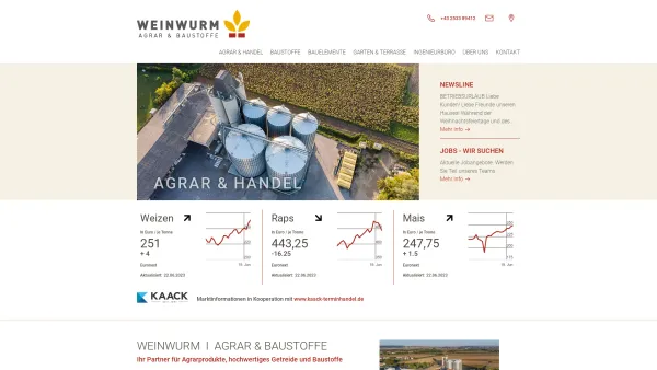Website Screenshot: Fa. Weinwurm Ges.m.b.H. - WEINWURM - Ihr Partner für Agrarprodukte, Getreide & Baustoffe - Date: 2023-06-26 10:24:49