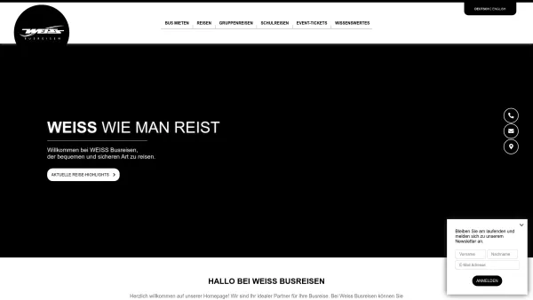 Website Screenshot: Weiss Autobusunternehmung GmbH - Startseite | Weiss Busreisen - Date: 2023-06-26 10:24:49