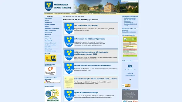 Website Screenshot: Marktgemeinde Weissenbach - Weissenbach an der Triesting - GEM2GO WEB - Startseite - Date: 2023-06-26 10:24:49