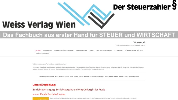 Website Screenshot: Weiss Verlag Gesellschaft m.b.H. Co Unbenannte Seite - Startseite Verlag • Weiss Verlag "Der Steuerzahler" - Date: 2023-06-26 10:24:49