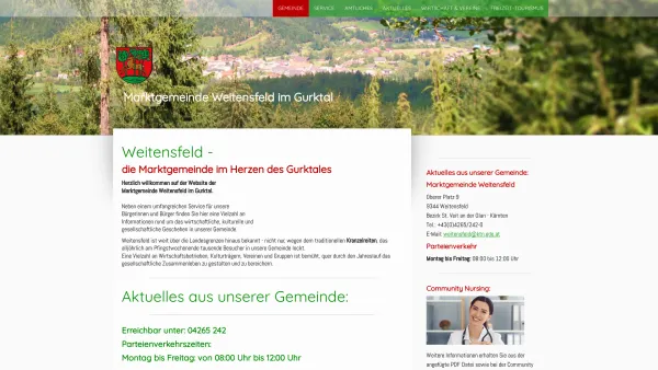 Website Screenshot: Marktgemeindeamt Weitensfeld im Gurktal - Gemeinde - Marktgemeinde Weitensfeld im Gurktal - Date: 2023-06-26 10:24:49