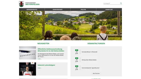 Website Screenshot: Marktgemeindeamt Weitersfelden - Weitersfelden - GEM2GO WEB - Startseite - Date: 2023-06-26 10:24:49
