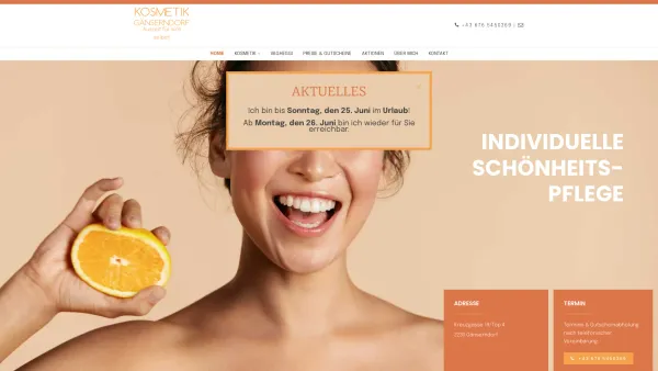 Website Screenshot: Kosmetik Hand & Fußpflege Doris Kunisch Das Institut für Schönheit und Wohlbefinden - Kosmetiksalon Doris Teubl in Gänserndorf - Date: 2023-06-26 10:24:51
