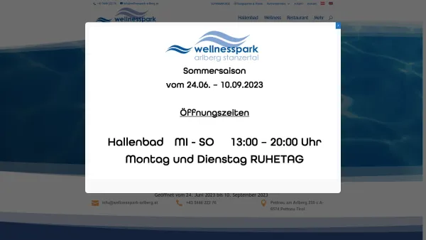 Website Screenshot: Der Wellnesspark Arlberg-Stanzertal erweitert das Urlaubs und Wellnessangebot der gesamten Region um eine breites Spektrum an Erho - Wellnesspark Arlberg - Wellnesspark Arlberg - Date: 2023-06-26 10:24:51