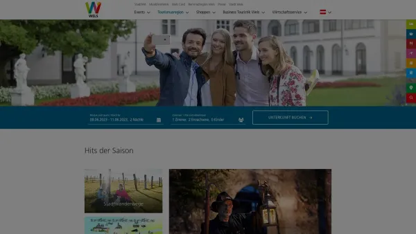 Website Screenshot: Wels Marketing & Touristik - Tourismusregion - Date: 2023-06-14 10:46:14
