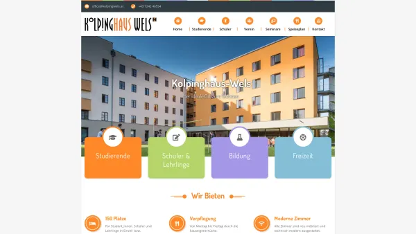 Website Screenshot: Kolpinghaus Wels - Schüler-, Lehrlings- und Studentenheim - Kolpinghaus-Wels - Date: 2023-06-26 10:24:52