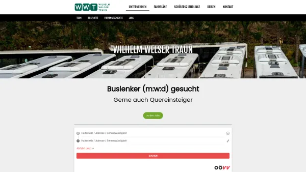 Website Screenshot: Wilhelm Welser Verkehrsbetriebe Gmbh - Das Busunternehmen Wilhelm Welser aus Traun - Das Busunternehmen Wilhelm Welser in Traun, Perg und Wels in Oberösterreich. - Date: 2023-06-15 16:02:34