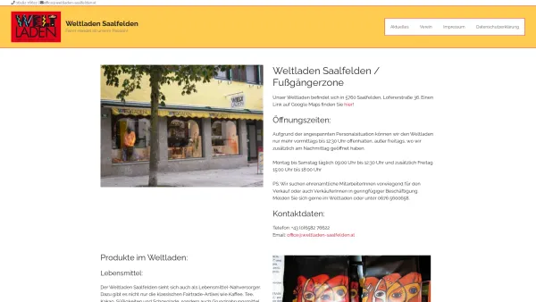Website Screenshot: Weltladen Saalfelden - Fairer Handel ist unsere Passion! - Weltladen Saalfelden - Date: 2023-06-26 10:24:52