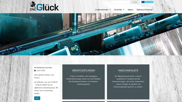 Website Screenshot: Johann Glueck GmbH Co KG - CNC Glück - Date: 2023-06-26 10:24:54