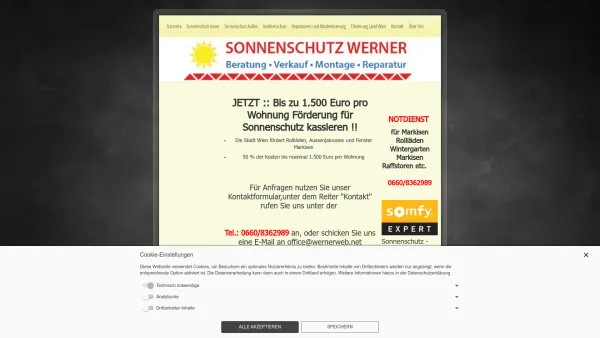 Website Screenshot: Handelsagentur&Sonnenschutz Werner - Handelsagentur & Sonnenschutz WERNER - Startseite - Date: 2023-06-14 16:40:27