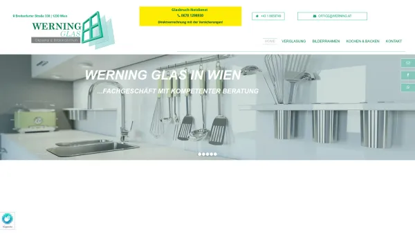 Website Screenshot: Hedwig Glaserei Werning - Glasreparaturen | Hedwig Werning e.U. in [zip ] Wien - Date: 2023-06-26 10:24:55