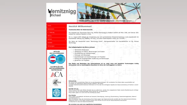 Website Screenshot: Wernitznigg GmbH, Technisches Büro für Elektrotechnik - Feldbach - Wernitznigg GmbH, Technisches Büro für Elektrotechnik - Herzlich Willkommen!,, Technisches B&uuml;ro f&uuml;r Elektrotechnik &nbsp; <p align="justify"> Der H - Date: 2023-06-15 16:02:34