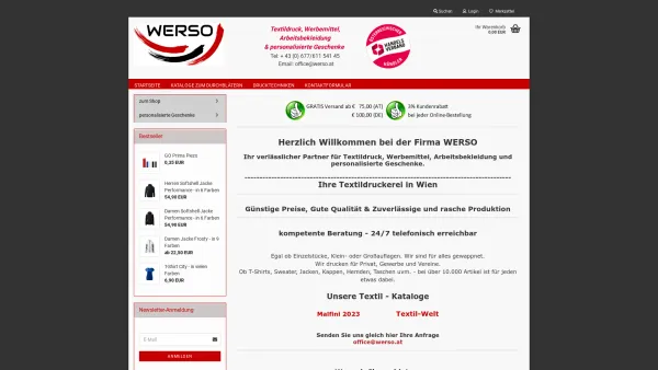Website Screenshot: WERSO Textildruck & Arbeitsbekleidung - WERSO - WERSO - Date: 2023-06-26 10:26:51