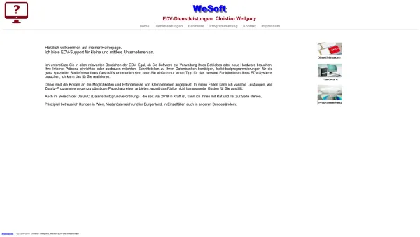 Website Screenshot: Christian Weilguny WeSoft EDV-Dienstleistungen - WeSoft Homepage - Date: 2023-06-14 10:46:16