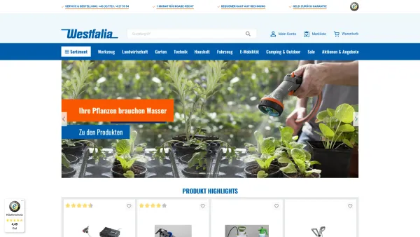 Website Screenshot: Westfalia - Westfalia Versand Österreich | Werkzeug ? Garten ? Technik ? & mehr - Date: 2023-06-15 16:02:34