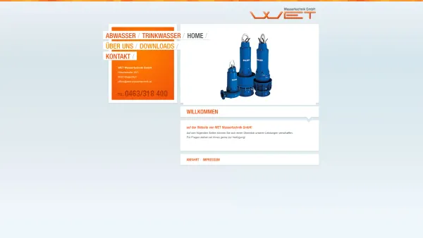 Website Screenshot: www.wet-wassertechnik.at - WET Wassertechnik GmbH – Abwassertechnik und Trinkwassertechnik - Date: 2023-06-26 10:24:57