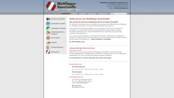 Website Screenshot: WETTLINGER KUNSTSTOFFE schnell pünktlich zuverlässig. - WETTLINGER KUNSTSTOFFE - Date: 2023-06-26 10:24:57