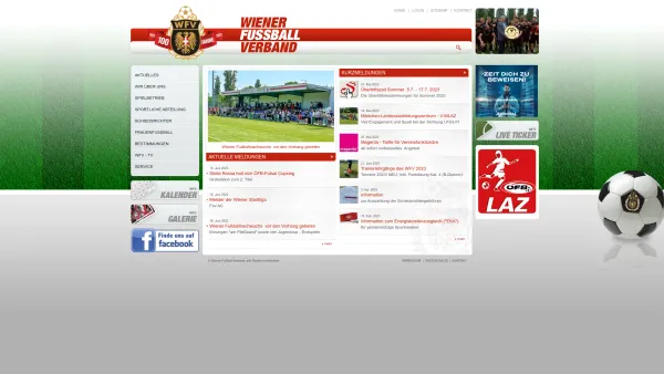 Website Screenshot: Wiener Fußball Verband WFV online Herzlich - Wiener Fußball Verband - Date: 2023-06-26 10:24:57
