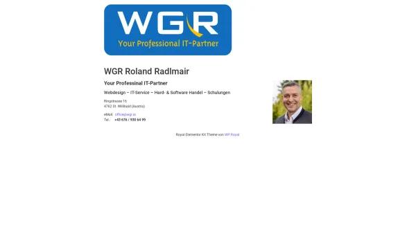 Website Screenshot: WGR ROLAND RADLMAIR Webgestaltung Radlmair Webdesign / Grafikdesign / Computer / Schulungen 07762 4241 od. www.WGR.at - WGR Roland Radlmair – Your Professional IT-Partner - Date: 2023-06-26 10:24:57