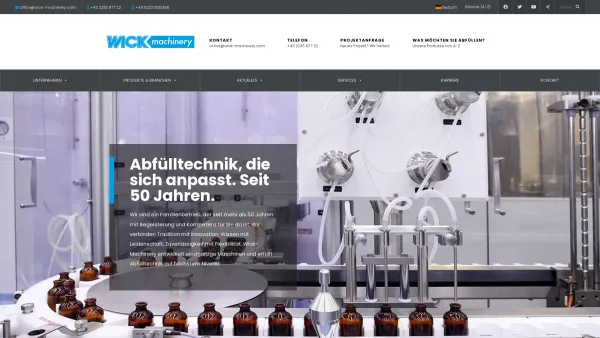 Website Screenshot: A.B.A. Wick GmbH - Abfüllanlagen direkt vom Hersteller. Kompetent & präzise! - Date: 2023-06-15 16:02:34