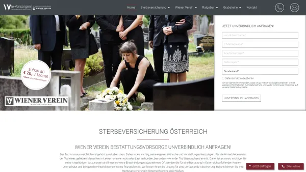 Website Screenshot: wiener verein agentur fröhlich - Sterbeversicherung Österreich | Wiener Verein - Date: 2023-06-26 10:25:00