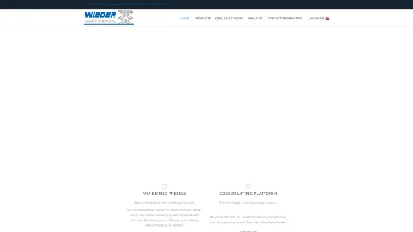 Website Screenshot: wieder maschinebau GmbH - Wieder Maschinenbau – Veneer and Briquetting Presses | Scissor lifts - Date: 2023-06-15 16:02:34