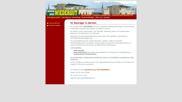 Website Screenshot: Wohnbau WIEDERGUT - Bauträgerprojekte: Wohnbau WIEDERGUT - Eigentumswohnungen zum Wohlfühlen - Date: 2023-06-26 10:25:00