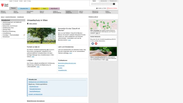 Website Screenshot: Magistrat d Stadt Wien MA 22 Umweltschutzabteilung MA 22) - Überblick zu Umweltschutz in Wien - Date: 2023-06-26 10:25:00