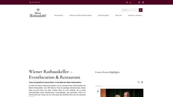 Website Screenshot: Wiener Rathauskeller - Eventlocation & Restaurant - Wiener Rathauskeller - Date: 2023-06-26 10:25:00