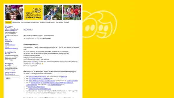 Website Screenshot: DV Dachverband der Wiener Kindergruppen - Verein der Wiener elternverwalteten Kindergruppen - Date: 2023-06-26 10:25:00