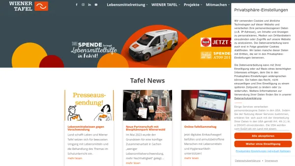 Website Screenshot: Wiener Tafel - Startseite | Wiener Tafel - Date: 2023-06-26 10:25:00