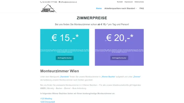 Website Screenshot: Eichberger Ferienzimmer bei Wien - Preiswerte Unterkünfte in Wien - Date: 2023-06-26 10:25:03