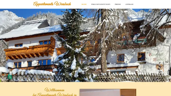 Website Screenshot: Gästehaus Wiesbach - Appartements Wiesbach - Date: 2023-06-14 10:46:19