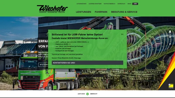 Website Screenshot: Wieshofer GmbH - Wieshofer - Transport - Kranarbeiten - Spedition - Date: 2023-06-26 10:26:52