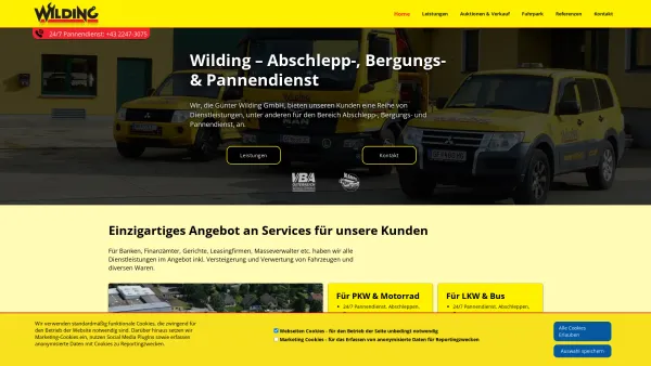 Website Screenshot: abschleppdienst wilding - Wilding – Abschlepp-, Bergungs- & 24/7 Pannendienst - Date: 2023-06-15 16:02:34