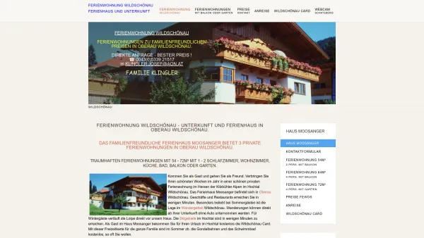 Website Screenshot: Ferienwohnung Tirol - Ferienwohnung Wildschönau - Ferienhaus und Unterkunft in Oberau Wildschönau. - Date: 2023-06-26 10:25:04