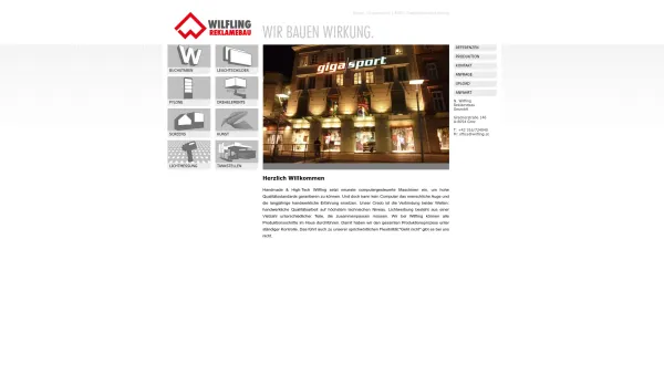 Website Screenshot: Wilfling Reklamebau Ges.m.b.H. - Wilfling.at » Home - Date: 2023-06-26 10:25:06