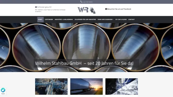 Website Screenshot: Wilhelm Stahlbau GmbH - Ihr Schlosser in Steyr - Wilhelm Stahlbau GmbH - Date: 2023-06-26 10:25:06
