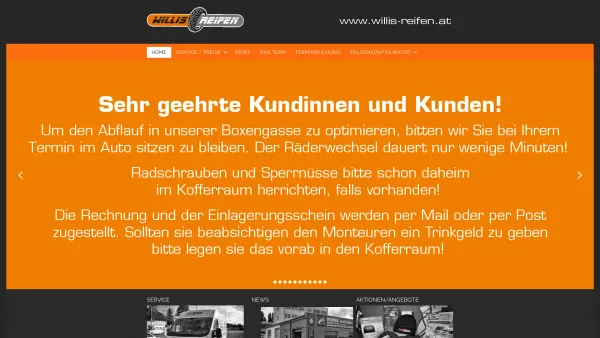 Website Screenshot: Willi´s Reifenshop Reifenhandel, Montage und Reifendepot - Home - Date: 2023-06-26 10:25:06