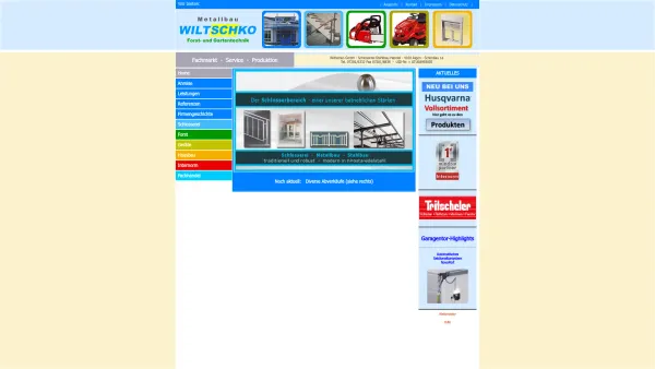 Website Screenshot: Wiltschko GmbH & CoKG - Wiltschko - Schlosserei, Stahlbau, Schmiede, Kunstschmiede, Maschinen - Date: 2023-06-26 10:25:07