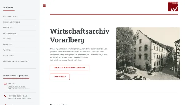 Website Screenshot: Verein Vorarlberger Wirtschaftsarchiv Vorarlberg - Wirtschaftsarchiv Vorarlberg - Date: 2023-06-14 10:46:19