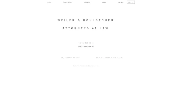 Website Screenshot: Weiler & Kohlbacher Rechtsanwälte - Weiler & Kohlbacher Rechtsanwälte | Wirtschaftsanwälte | Wien, Österreich - Date: 2023-06-26 10:25:12
