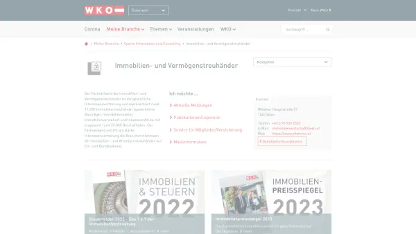 Website Screenshot: Fachverband d Immobilien u Die Immobilientreuhänder - Immobilien- und Vermögenstreuhänder - WKO.at - Date: 2023-06-15 16:02:34