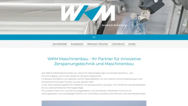 Website Screenshot: WKM Wir Können Mehr. - Ihr Partner für innovative Zerspanungstechnik und Maschinenbau - WKM Maschinenbau - Date: 2023-06-26 10:25:12