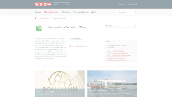 Website Screenshot: Wirtschaftskammer Wien Sparte Transport Sektion Verkehr - Transport und Verkehr - WKO.at - Date: 2023-06-14 16:40:33